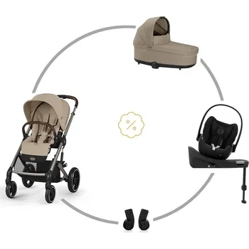 Kočárek Cybex SET BALIOS S LUX Almond beige + korba + adaptéry + autosedačka Cloud G + otočná základna