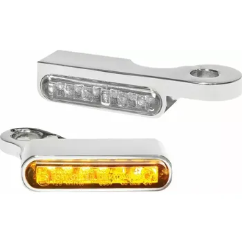 Osvětlení pro motocykl Led blinkry na řidítka motocyklu HEINZ BIKES TURN SIGNALS pro HARLEY DAVIDSON SOFTAIL rok 2000-2014 barva chromová