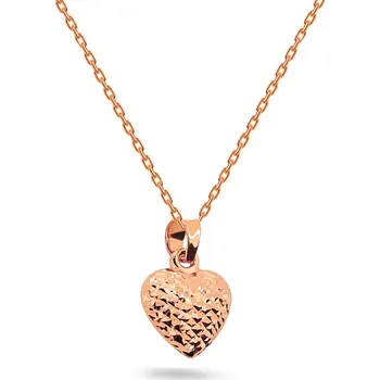 Přívěsek Srdce s gravírovanou a hladkou stranou, růžové zlato 14K IZ31504R + dárkové balení LUXUS zdarma