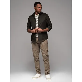 Pánské kalhoty Pánské kalhoty STRAIGHT LEG s kapsami na zip - khaki V3 OM-PACG-0204 - L