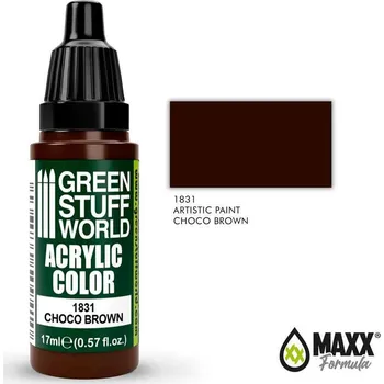 Modelářská barva Green Stuff World Acrylic Artistic Paint - CHOCO BROWN 17ml (Green Stuff World)