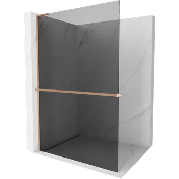 Mexen Kioto+ L sprchová stěna s policí Walk-in 70 x 200 cm, grafit, kartáčovaná měď - 800-070-123-65-40 Sprchové stěny