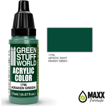 Modelářská barva Green Stuff World Acrylic Artistic Paint - KRAKEN GREEN 17ml (Green Stuff World)
