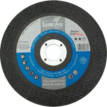 Řezný kotouč Kotouč řezný, 150 x 1,2mm, A60X-BF INOX, LUKAS Razor Cut Plus