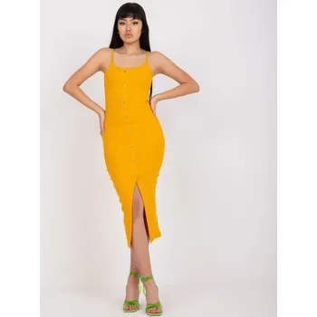 Dámské šaty Světle oranžové midi šaty s knoflíky RV-SK-7836.58P-light orange Velikost: L