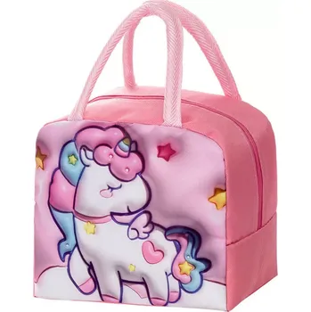 Termo svačinová taška s jednorožcem, růžová, 23 cm