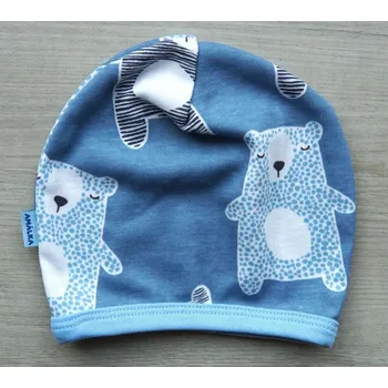 Kojenecké oblečení AMÁLKA Bavlněná modrá čepička saporka, medvídci Velikost: 74-80