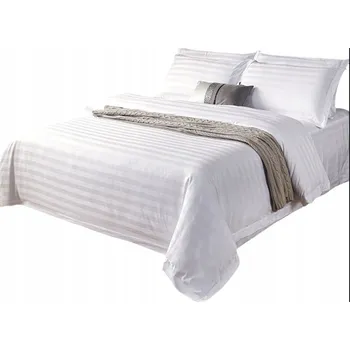 Povlečení SADA POVLEČENÍ HOTELOVÉ POVLEČENÍ Z MIKROVLÁKNA BÍLÉ 200X220 PRUHY 1CM + 2 X POVLEČENÍ NA POLŠTÁŘ