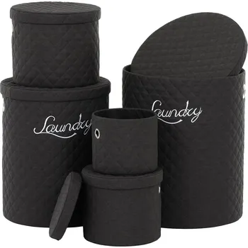 Koš na prádlo Koš prádelní - látka, kulatý, černý, cena za sadu 5 ks