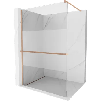 Mexen Kioto+ sprchová stěna s policí Walk-in 70 x 200 cm, transparentní/mlha, kartáčovaná měď - 800-070-121-65-35 Sprchové stěny