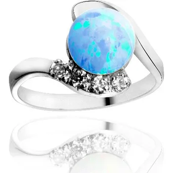 Prsten Anité -prsten se světle modrým opálem a čirými zirkony, Materiál: Růžové zlato, ryzost 585/1000