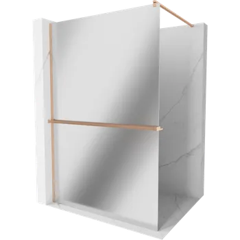 Mexen Kioto+ sprchová stěna s poličkou Walk-in 70 x 200 cm, zrcadlo, kartáčovaná měď - 800-070-121-65-50 Sprchové stěny