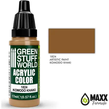 Modelářská barva Green Stuff World Acrylic Artistic Paint - KOMODO KHAKI 17ml (Green Stuff World)