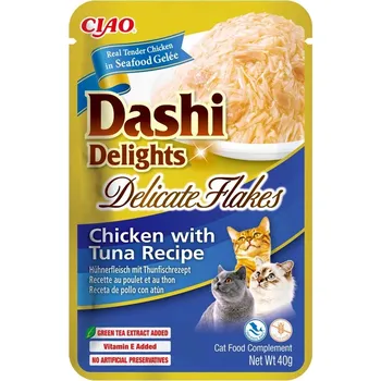 Krmivo pro kočku INABA Dashi Delights Delicate Flakes Kuře s tuňákem 40 g