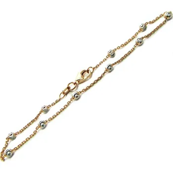 Náramek Stříbrný zlacený náramek s kuličkami Bicolour 1,95g 19cm Stříbro 925/1000