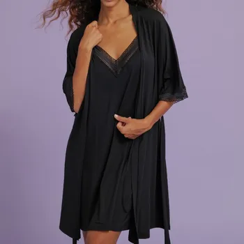 Dámský župan Antigel - Simply graphic župan noir L ELJ2026