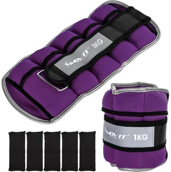 Zátěžové oblečení Neoprenové zátěže na ruce a nohy, suchý zip, fialové, 2x1 kg