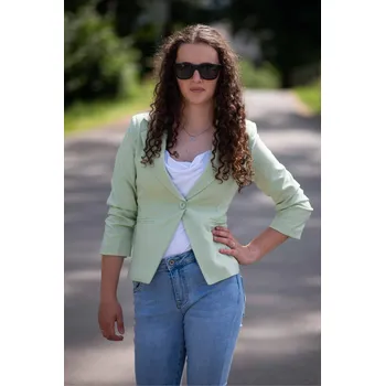 Dámské sako Sako řasený rukáv 6077 barva: šedá světlá, velikost: S