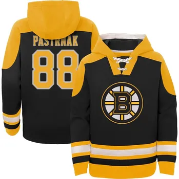 Chlapecká mikina Outerstuff Dětská mikina David Pastrňák #88 Boston Bruins NHL Ageless Must-Have V-Neck Name & Number Pullover Hoodie - Black Velikost: Dětské XL (13 - 15 let)