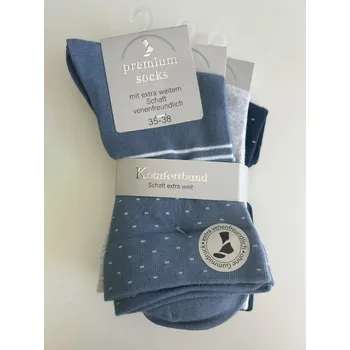 Dámské ponožky Dámské bavlněné zdravotní ponožky s extra volným lemem 39541 Barva: Modrá/šedá melé/tm.modrá, Velikost: 35-38 (23-25)