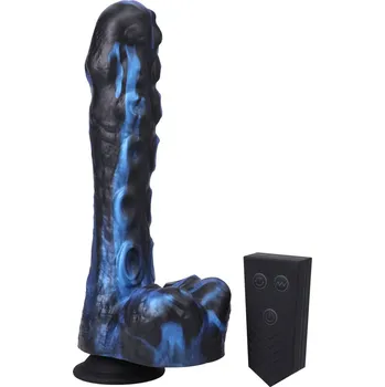 Dildo Doc Johnson Fort Troff Tendril Thruster Blue Black, silikonový přirážecí vibrátor s přísavkou a dálkovým ovládáním 21,6 x 5,1 cm