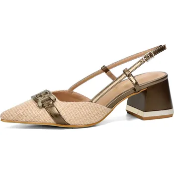 Dámské lodičky Laura Biagiotti dámské módní lodičky s otevřenou patou - béžovo hnedé