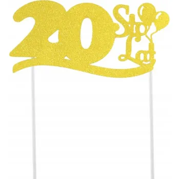 Party dekorace ZÁPICH DO DORTU K 20. NAROZENINÁM, ZLATÉ BROKÁTOVÉ PRO OSLAVU NAROZENIN