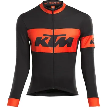 cyklistický dres Dres KTM FACTORY TEAM JERSEY LONGSLEEVE ALLSEASON, BLK/OR ČERNÁ/ORANŽOVÁ XXL