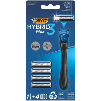 Holicí strojek BIC Hybrid3 Flex holicí strojek, 1 ks. + vyměnitelná hlavice, 4 ks./1 balení