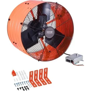 Vzduchotechnika Ventilátor VEVOR pro montáž na štít, 16palcový půdní ventilátor s nastavitelným termostatem a vnější mřížkou, ventilátor s výkonem 2940 CFM, chladí až 4200 čtverečních stop, tiché větrání pro střechu, garáž a dílnu, zářivě oranžová