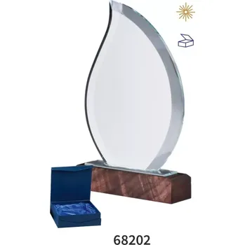 Skleněná plaketa s dřevěným podstavcem v dárkové krabičce 68202