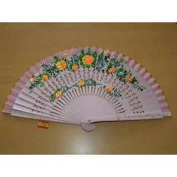 Karnevalový doplněk Vějíř dřevěný oboustranný - světle růžový - v33