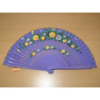 Karnevalový doplněk Vějíř dřevěný oboustranný - fialový - v34