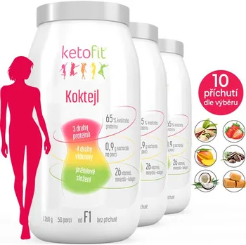 Keto dieta 3x proteinový Ketofit koktejl v 10 příchutích, 3780 g, 150 porcí - vlastní výběr
