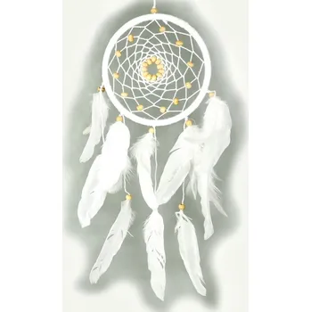 Lapač snů Lapač snů 11,5/35 cm s korálky bílý