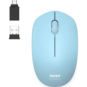 Myš PORT CONNECT bezdrátová myš USB-A/USB-C, azurová