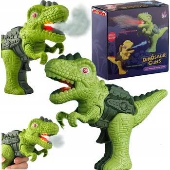Figurka DINOSAURUS CHRLÍCÍ PÁRU STŘÍLEJÍCÍ PISTOLE SVÍTÍCÍ T-REX INTERAKTIVNÍ