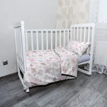 Povlečení Sablio Mikroplyšové povlečení do dětské postýlky Fialové květy - 120x90 / 40x60