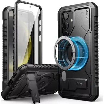 Pouzdro na mobilní telefon Odolné pouzdro 360 Kevlar MagSafe+ – Samsung Galaxy S24 (Tech-Protect Kevlar MagSafe+ – odolné 360° pouzdro se stojánkem a sklem pro Samsung Galaxy S24)