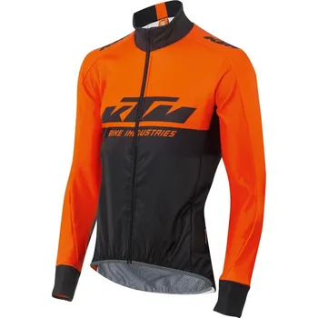 Cyklistická bunda Bunda KTM FACTORY TEAM WINDBREAKER LONGSLEEVE, BLACK/ORANGE XXL
