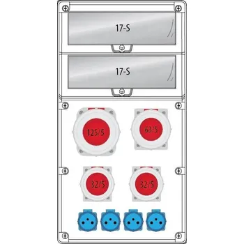 Rozvaděč Pawbol zásuvková rozvodnice R-BOX 740 (1x125A/5, 1x63A/5,2x32A/5, 4x230V), B.18.740-12