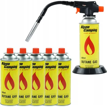 Horkovzdušná pistole PLYNOVÝ HOŘÁK S FLEXIBILNÍ TRYSKOU + 6x PLYNOVÁ KARTUŠE HORKOVZDUŠNÁ PISTOLE PÁJECÍ LAMPA