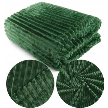 Prostěradlo Přehoz na postel deka s reliéfním vzorem proužky 160x200 cm lahvově zelená