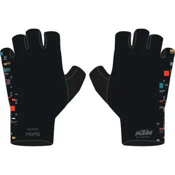 Cyklistické rukavice Rukavice KTM PRIME SVĚTLE KRÁTKÉ, ČERNÉ/ŠUSTÍCÍ S