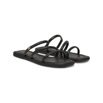 Dámské pantofle Nazouváky Tommy Hilfiger Strappy Leather Mule FW0FW08939 Černá 41