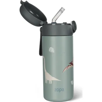Zopa Termoska na tekutiny s brčkem a silikonovým držákem 350 ml, Dino