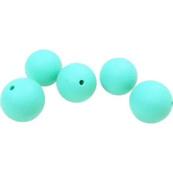 Dětské navlékací korálky Natana silikonové korálky tyrkysové 19 mm 5 kusů