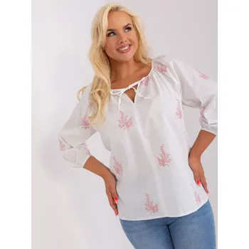 Dámská tunika Bílo-ružová blůzka s výšivkou LK-
