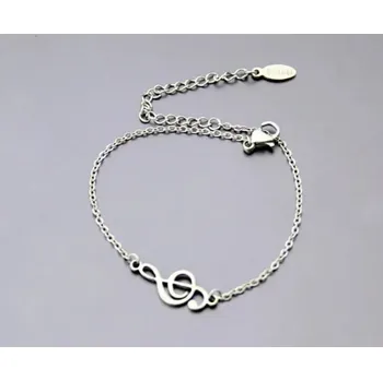 Náramek na ruku houslový klíč - stříbrná barva