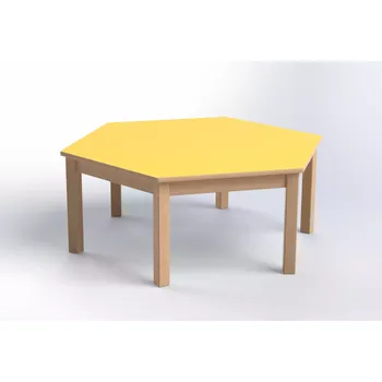 Jídelní stůl Šestistranný stůl o průměru 120 cm, volitelná barva dekoru desky, výška 46 cm